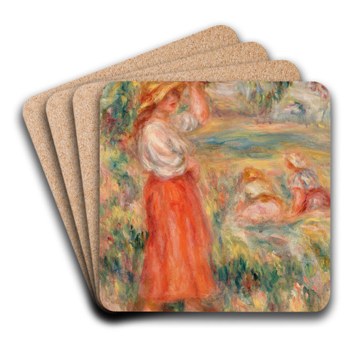 Women in the Fields (Femmes aux champs) by Pierre-Auguste Renoir Art Drink Coaster set
