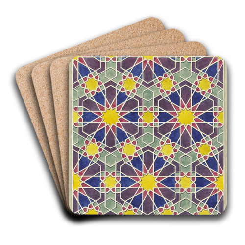 Bemalte Holzvertfelung aus einer Moschee in Kairo by Friedrich Maximilian Hessemer Art Drink Coaster set