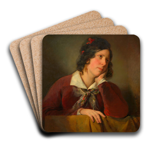 Antonie Amerling mit aufgesttztem Kopf (1. Gattin des Knstlers) by Friedrich von Amerling Art Drink Coaster set