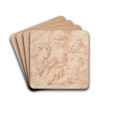 The Mystic Marriage of Saint Catherine by Simone Cantarini Drink Coasters - set of 4