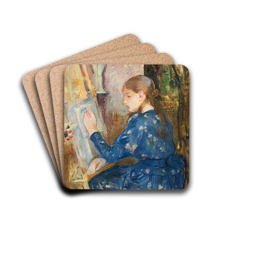 Jeune Fille crivant by Berthe Morisot Drink Coasters - set of 4
