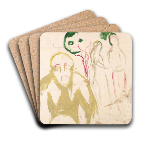 Jealousy Motif by Edvard Munch Art Drink Coaster set