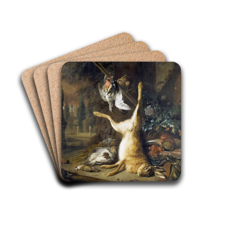 Still Life With Dead Rabbit And Birds by Jan Weenix Drink Coasters - set of 4 Still Life With Dead Rabbit And Birds by Jan Weenix Drink Coasters - set of 4