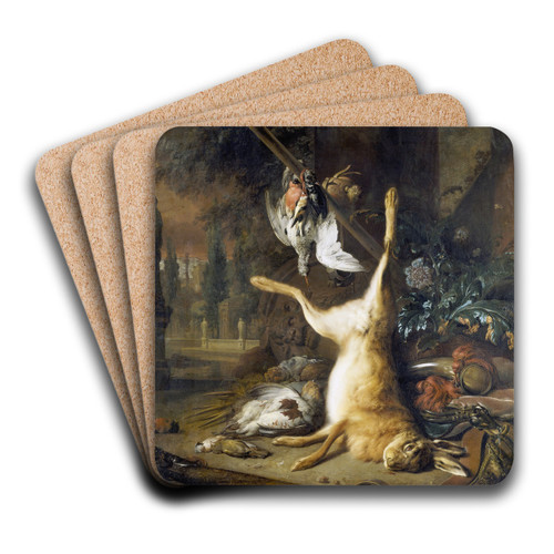 Still Life With Dead Rabbit And Birds by Jan Weenix Art Drink Coaster set Still Life With Dead Rabbit And Birds by Jan Weenix Art Drink Coaster set