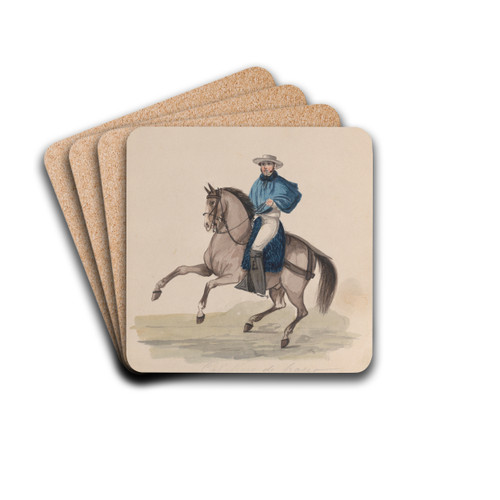 An elegantly dressed man on horseback by Francisco Fierro Drink Coasters - set of 4