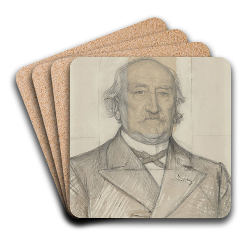 Portret van prof. dr. H.A. Kooyker by Jan Veth Art Drink Coaster set