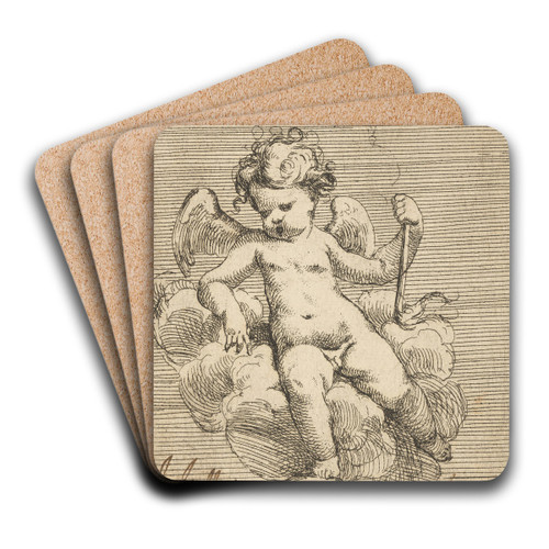 Putto Holding a Torch by Isaac Fuller Art Drink Coaster set Putto Holding a Torch by Isaac Fuller Art Drink Coaster set