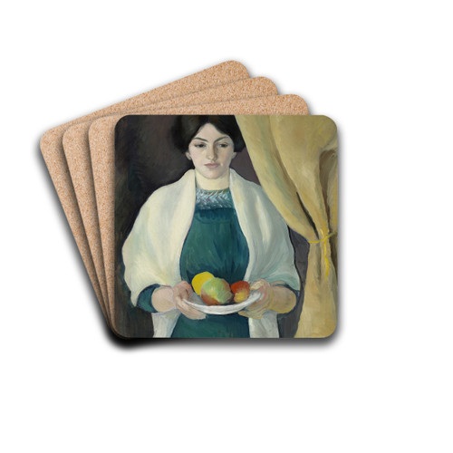 Portrait with apples by August Macke Drink Coasters - set of 4