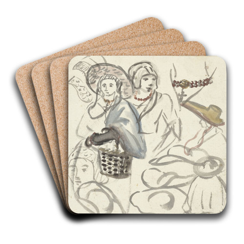 Kostuumstudies van boerinnen by Simon Andreas Krausz Art Drink Coaster set