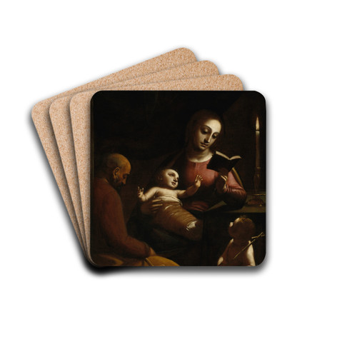Holy Family with St John the Baptist by Luca Cambiaso Drink Coasters - set of 4 Holy Family with St John the Baptist by Luca Cambiaso Drink Coasters - set of 4