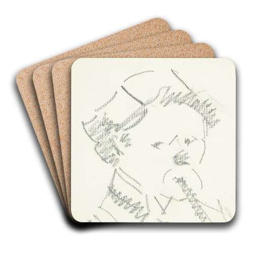 Selvportrt med fljte by Edvard Weie Art Drink Coaster set