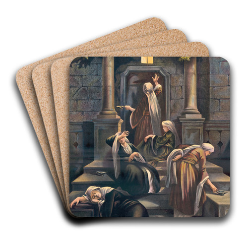 The ten virgins by Stecher Litho. Co Art Drink Coaster set