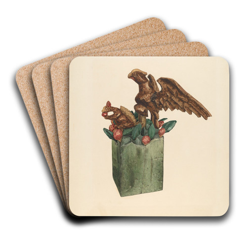 Squirrel and Eagle by Giacinto Capelli Art Drink Coaster set Squirrel and Eagle by Giacinto Capelli Art Drink Coaster set