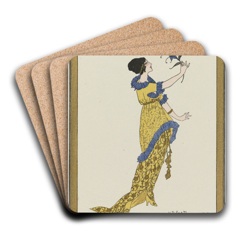 La fleur merveilleuse ; Robe du soir de Doucet by H. Robert Dammy Art Drink Coaster set