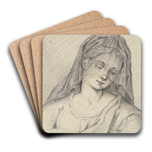 Brustbild eines herabblickenden Mdchens mit einem Schleier by G. A. Wilmans Art Drink Coaster set