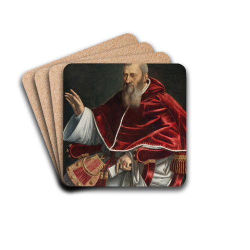 Portrait of Pope Julius III (14871555) by Girolamo Siciolante da Sermoneta Drink Coasters - set of 4