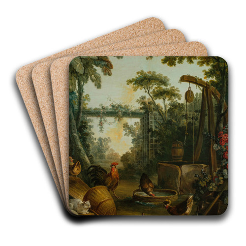 Paysage rustique by Jean-Baptiste Huet Art Drink Coaster set