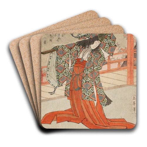 The Dancer Gi by Yashima Gakutei Art Drink Coaster set