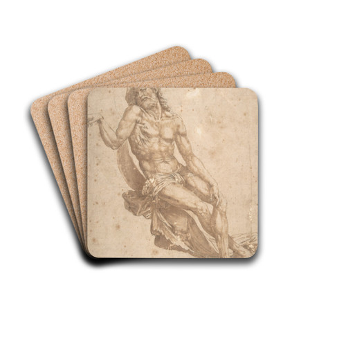 Study for Christ in The Entombment by Bartolomeo Neroni Drink Coasters - set of 4 Study for Christ in The Entombment by Bartolomeo Neroni Drink Coasters - set of 4
