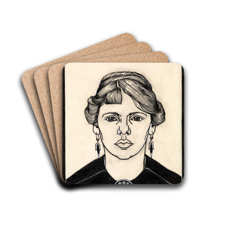 Portret van een vrouw, van voren by Julie de Graag Drink Coasters - set of 4