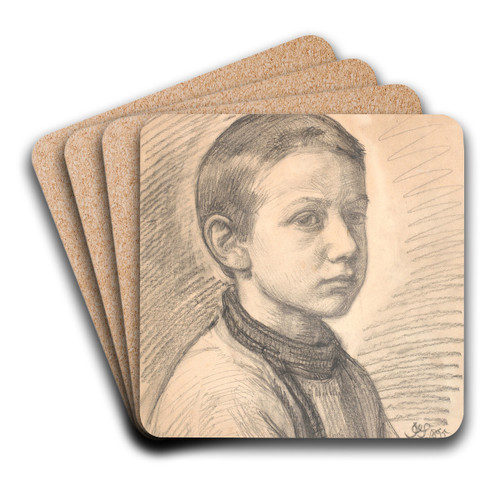 Portrt af maleren J.Th. Skovgaard som dreng by Joakim Skovgaard Art Drink Coaster set
