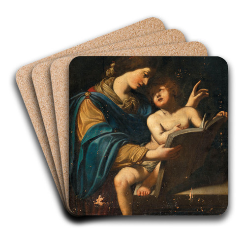 The Madonna teaching the Christ Child to read by Lionello Spada Art Drink Coaster set