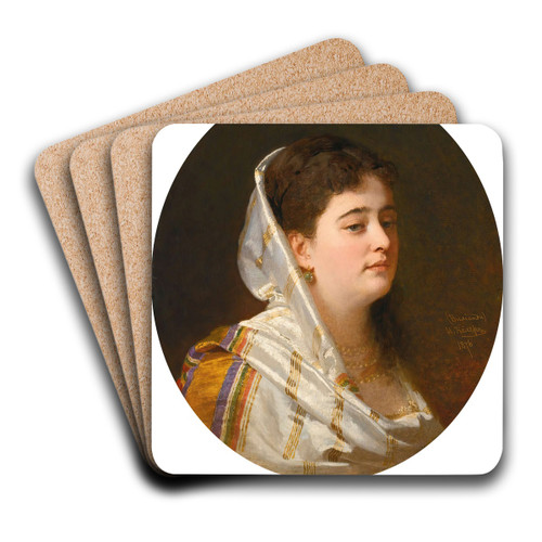 Portrait Of A Lady by Johann Kler Art Drink Coaster set