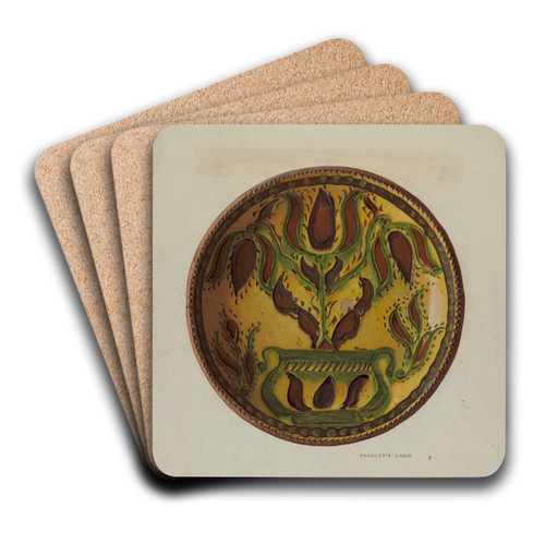 Pa. German Plate by Charlotte Angus Art Drink Coaster set