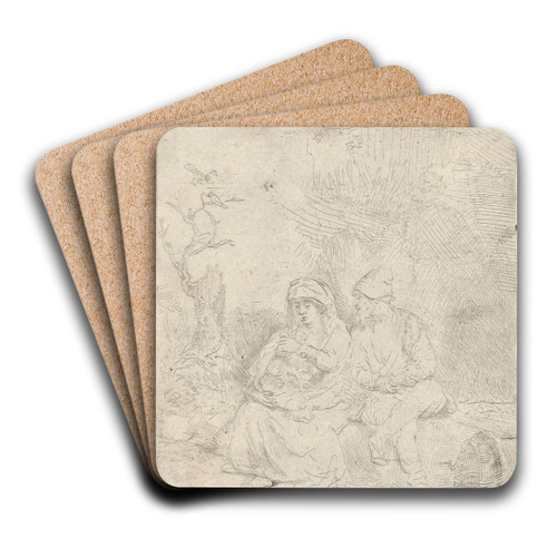 The Rest on the Flight into Egypt by Rembrandt van Rijn Art Drink Coaster set