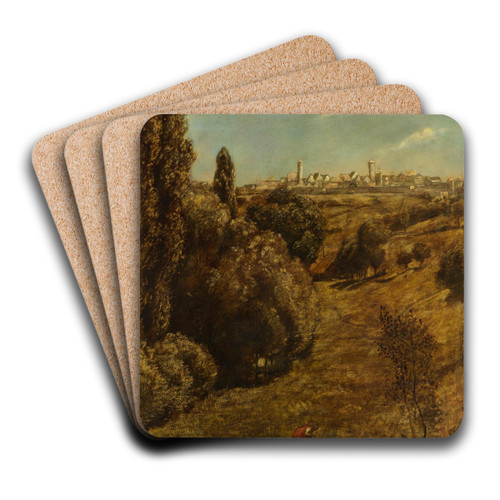 Taubertal mit Blick auf Rothenburg by Hans Thoma Art Drink Coaster set
