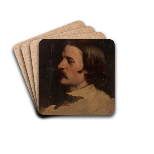 Studiekop naar links by Johann Georg Schwartze Drink Coasters - set of 4
