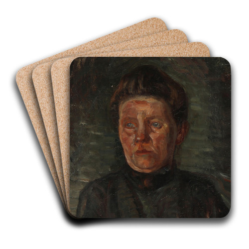 Portrt af en kvinde i sort by Albert Gottschalk Art Drink Coaster set