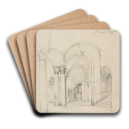 Intrieur de Sainte-Marie Majeure  Nocera by Jacques-Raymond Brascassat Art Drink Coaster set
