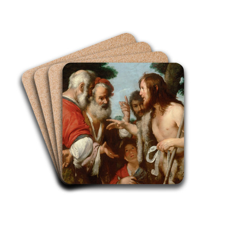 The Sermon Of St. John The Baptist by Bernardo Strozzi Drink Coasters - set of 4 The Sermon Of St. John The Baptist by Bernardo Strozzi Drink Coasters - set of 4