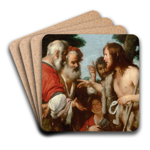 The Sermon Of St. John The Baptist by Bernardo Strozzi Art Drink Coaster set
