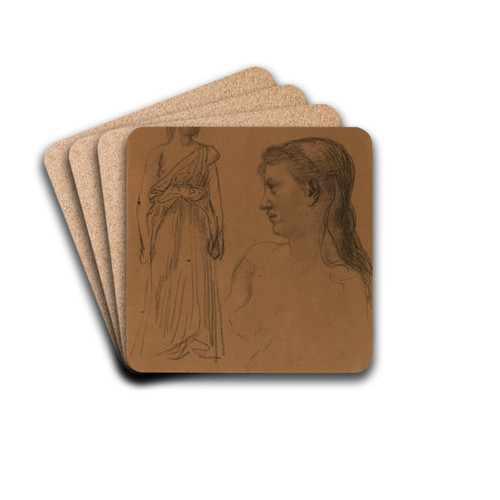 Femme debout et buste de femme by Pierre Puvis de Chavannes Drink Coasters - set of 4