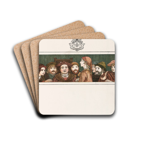 The Pied Piper of Hamelin Pl 4 by Kate Greenaway Drink Coasters - set of 4 The Pied Piper of Hamelin Pl 4 by Kate Greenaway Drink Coasters - set of 4