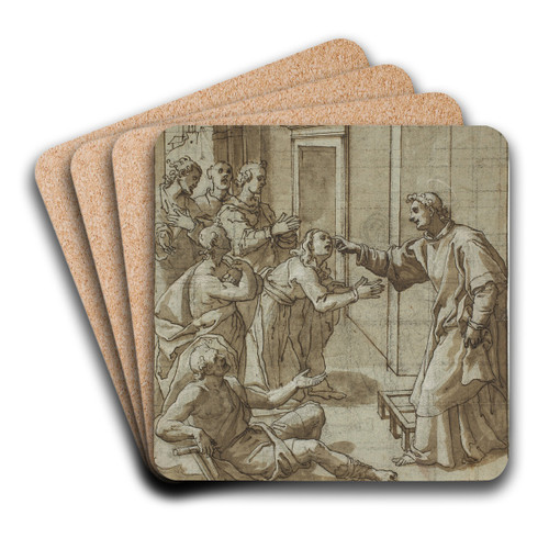Den hellige Laurentius helbreder de blinde by Giovanni Battista Pozzi Art Drink Coaster set