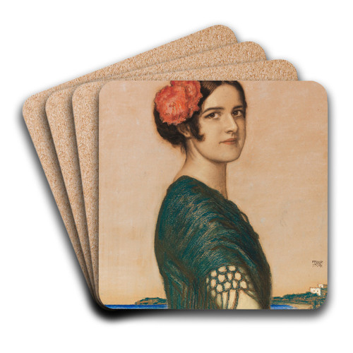 Tochter Mary als Spanierin by Franz von Stuck Art Drink Coaster set