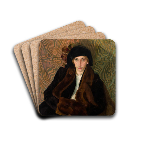 Portrait of Eugenia Dunin-Borkowska by Stanisaw Ignacy Witkiewicz Drink Coasters - set of 4