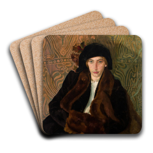 Portrait of Eugenia Dunin-Borkowska by Stanisaw Ignacy Witkiewicz Art Drink Coaster set