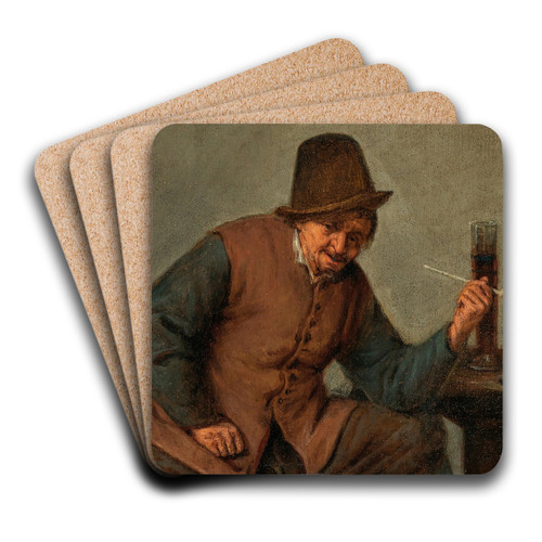 A peasant smoking by Adriaen van Ostade Art Drink Coaster set A peasant smoking by Adriaen van Ostade Art Drink Coaster set