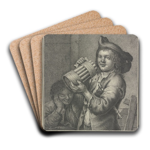 Ein trinkender und ein schlafender Savoyardenknabe by Isaak Bager Art Drink Coaster set