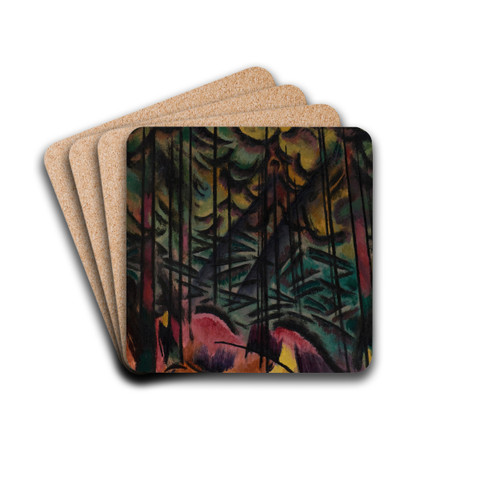 Expressive firs by Johann Walter-Kurau Drink Coasters - set of 4