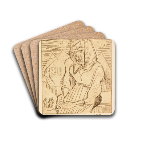 Sitzende Buerin by Ernst Ludwig Kirchner Drink Coasters - set of 4 Sitzende Buerin by Ernst Ludwig Kirchner Drink Coasters - set of 4