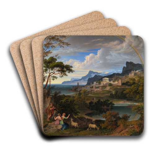 Heroic Landscape with Rainbow by Joseph Anton Koch Art Drink Coaster set