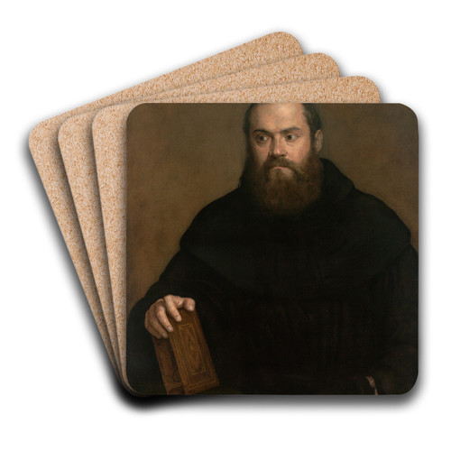 A monk with a book by Titian Art Drink Coaster set A monk with a book by Titian Art Drink Coaster set