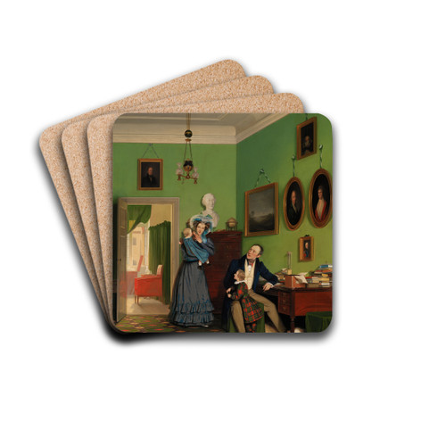 The Waagepetersen Family by Wilhelm Bendz Drink Coasters - set of 4