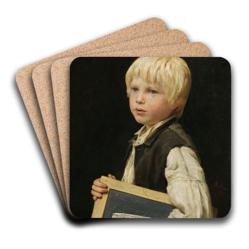 School Boy by Albert Anker Art Drink Coaster set