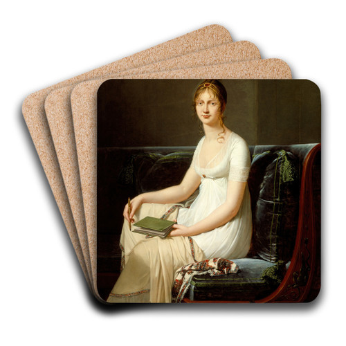 Portrait of a Woman Holding a Pencil and a Drawing Book by Robert Jacques Franois Lefvre Art Drink Coaster set Portrait of a Woman Holding a Pencil and a Drawing Book by Robert Jacques Franois Lefvre Art Drink Coaster set